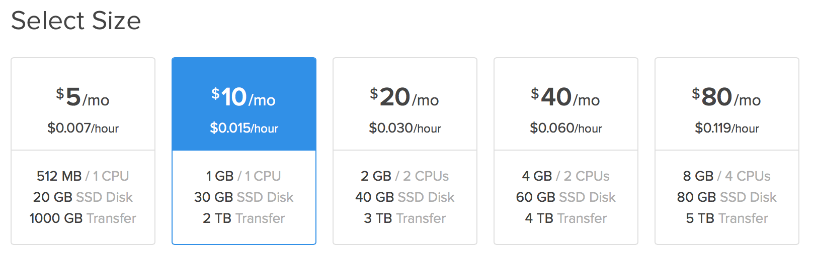 Select the 1GB instance for Owncloud for a minimum deployment